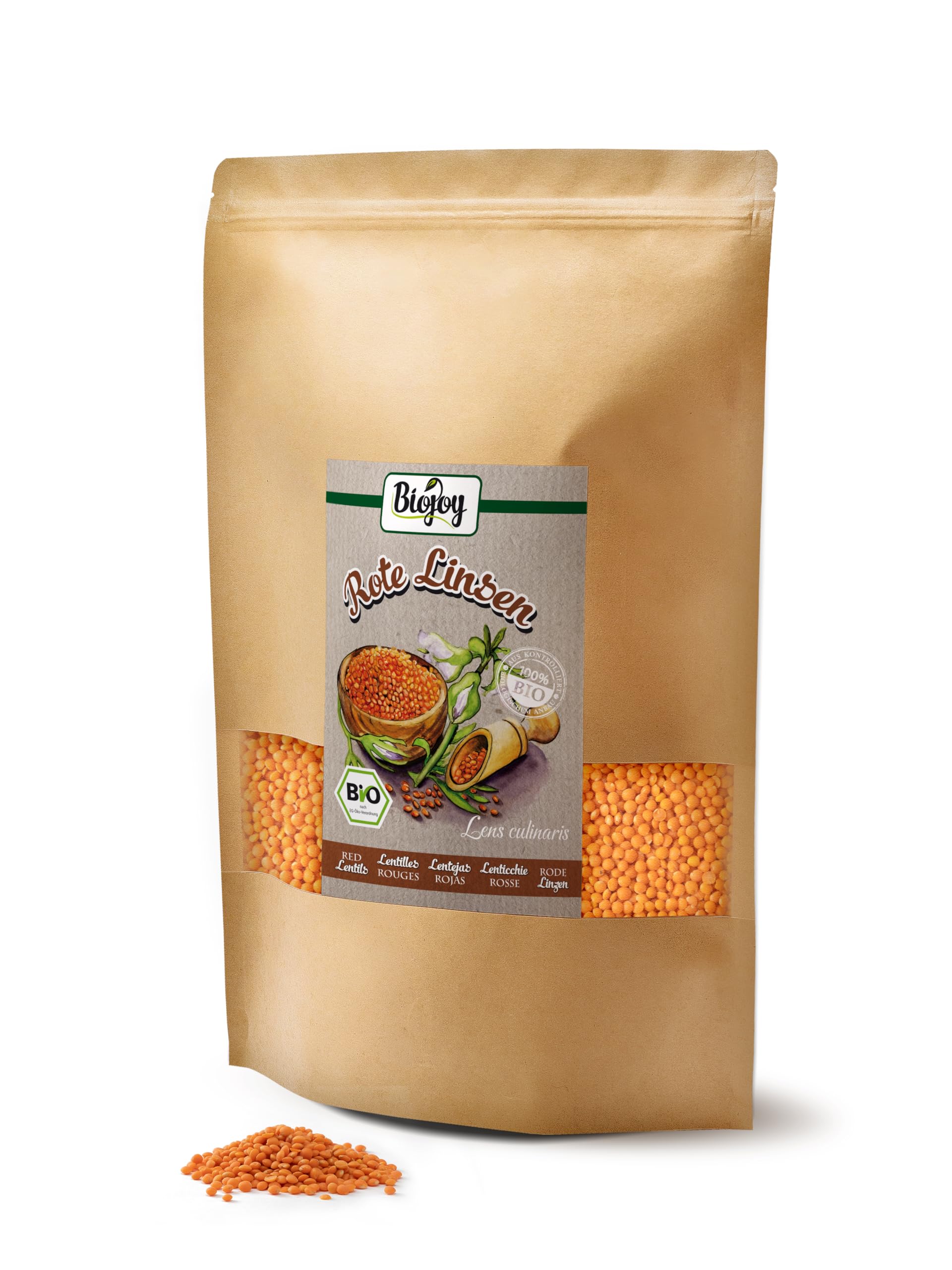Biojoy BIO-Linsen rot (2,5 kg), getrocknet und ganz, ohne Zusätze