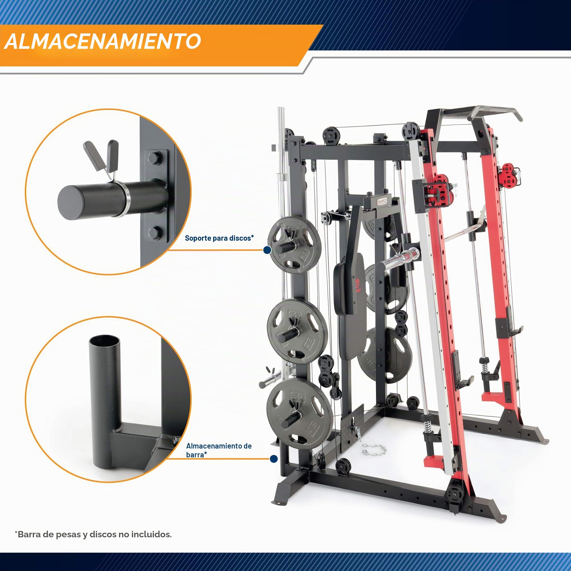 MARCY Smith Machine - Soporte multiusos para sentadillas para gimnasio en casa, sistema de entrenamiento con barra de dominadas, de pie y estación de minas terrestres
