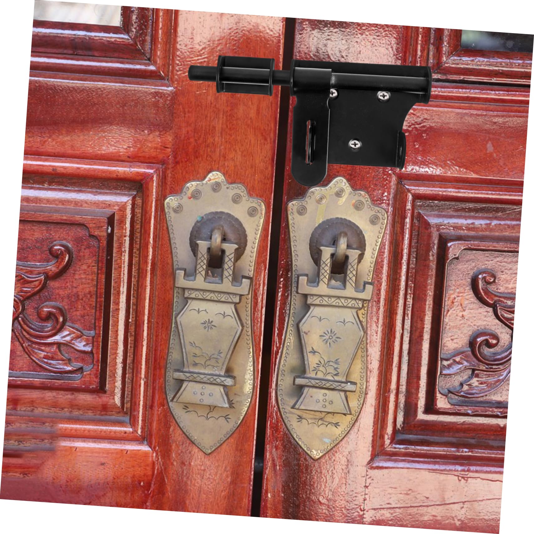 TOPBATHY 5 Pezzi Chiusura a vista del bullone della porta cancello inossidabile cromo con serratura porta lucchetto porta serratura di sicurezza per porta scorrevole fermo della porta Black