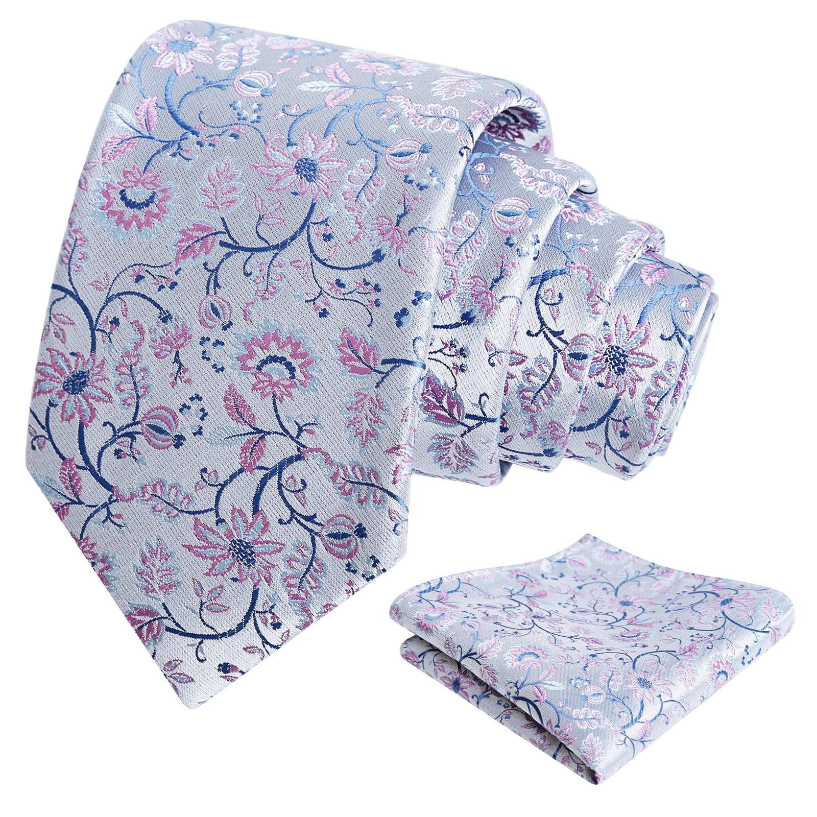 Alizeal Mens 3.15inches Leaf Flower Pattern Tie Set