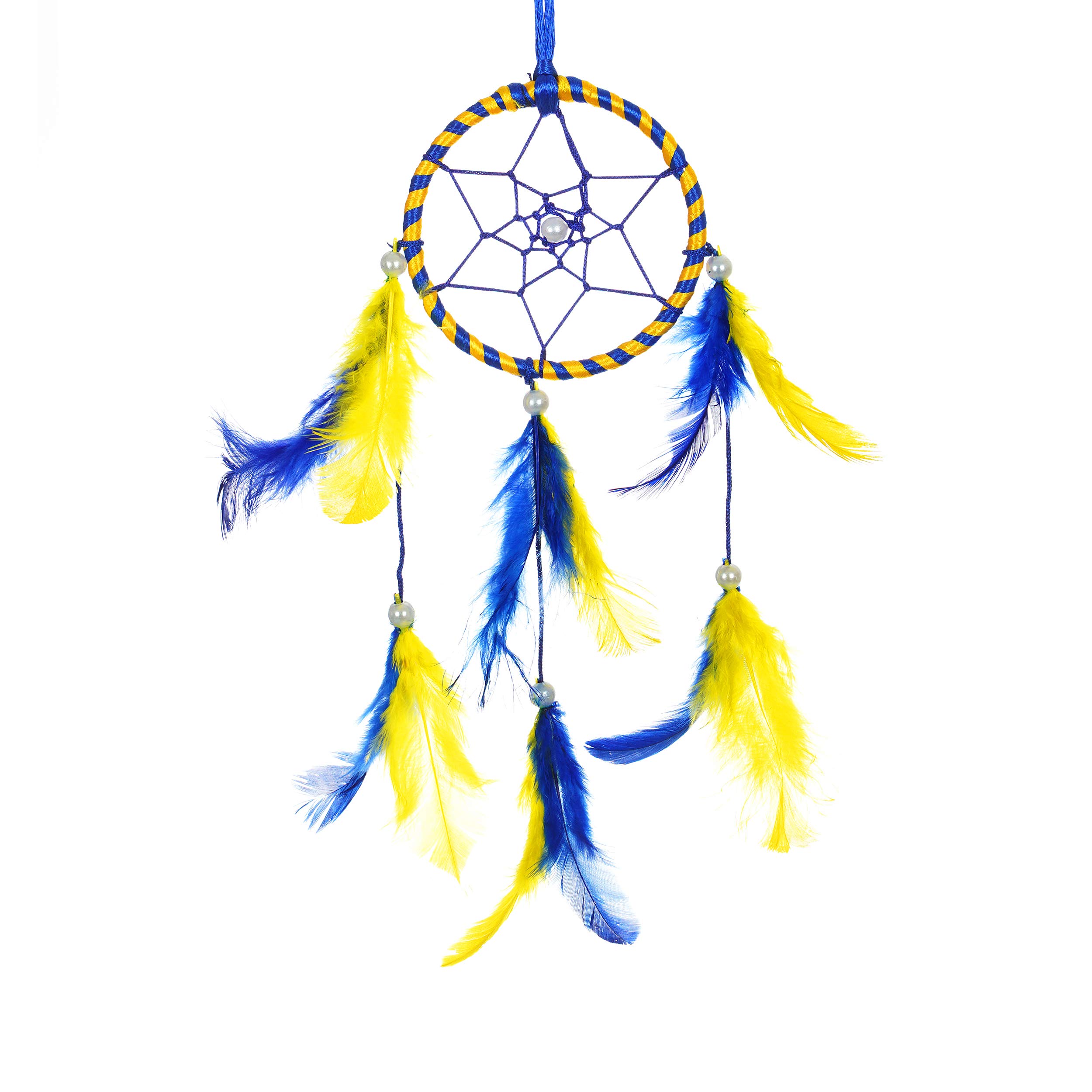BS AMOR Sacred Hoops | Wall Hanging, Car Hanging | Home Decorative Showpiece Height 41CM, Pack of 1 (Yellow Blue)-image-48