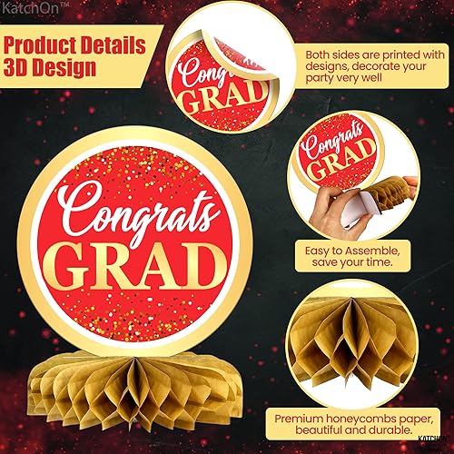 Miniatura 5 de KatchOn, Centros de mesa de graduación rojos y dorados para mesas 2025 Paquete de 9 Centros de mesa de graduación 2025 para decoraciones de