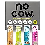No Cow High Protein Bars, Dipped Variety Pack - Healthy Snack, 20g Vegan Protein, High Fiber, Low Sugar, Keto Friendly, Dairy & Gluten Free (12 Count)