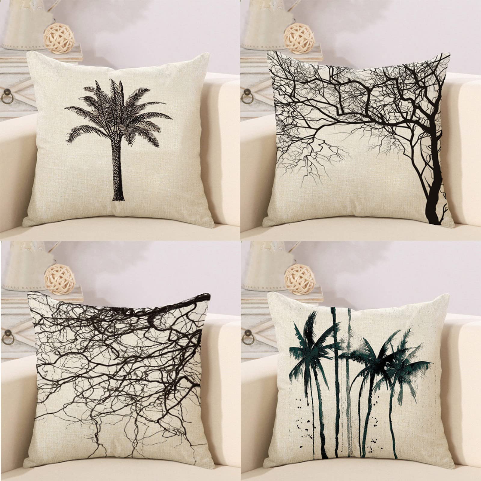 Taie d'oreiller carré moderne 60x60 lin housse coussin déco salon