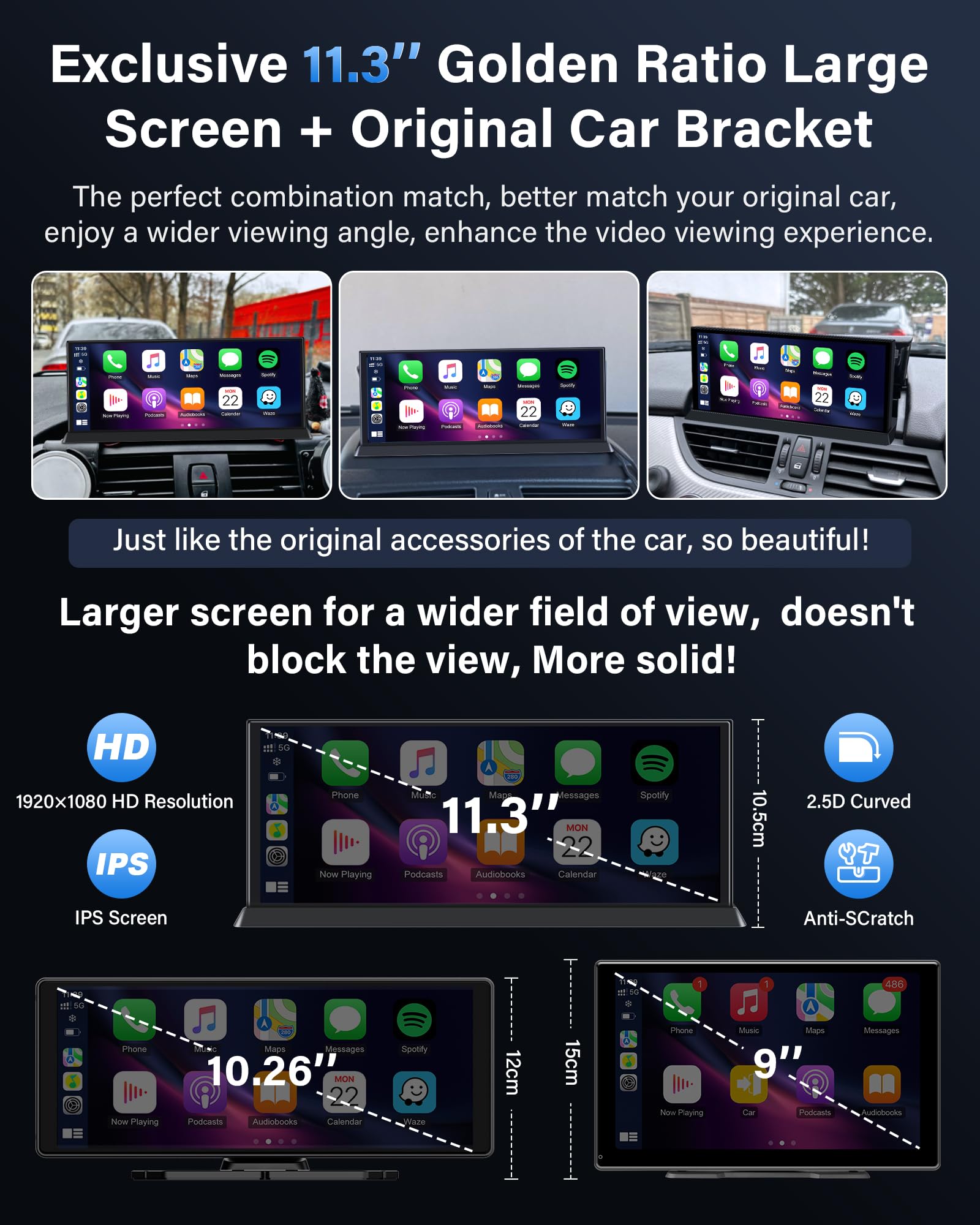Schermo Android Auto 11,3 Pollici Rotabile 4K Supporto Bracket - Dettaglio