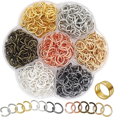 GMMA 1000 anillos de salto abiertos de 0.39 pulgadas para hacer joyas, 7 colorescaja de anillos de salto para llavero con 1 herramienta de apertura