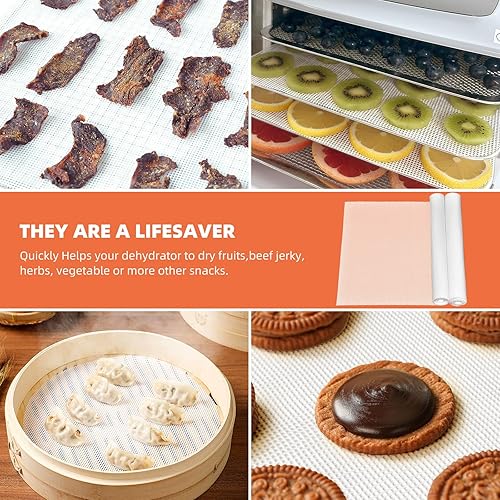 Miniatura 6 de Hojas deshidratadoras de silicona de 78.740 x 13.780 in, paquete de 2, malla de silicona antiadherente grande para secadora de frutas, forros de