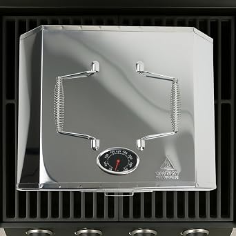 BBQ Pizza Oven Attachment for Gas & Charcoal Grills, Portable Grill Top Pizza Maker with Pizza Stone & Built-In Thermometer, Outdoor Pizza Oven Converter for Crispy Homemade Pizzas, Stainless Steel BB [Energy Class A+++]