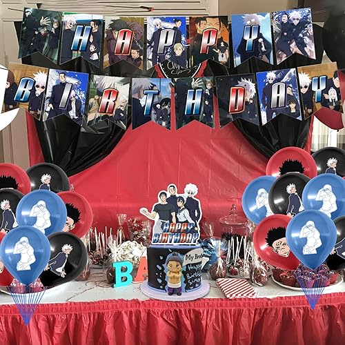 Miniatura 4 de Jujutsu Manga Kaisen Birthday Party Supplies, Jujutsu Manga Kaisen Boys and girls Party Decorations with Happy Birthday Banner Cake Topper Cupcake