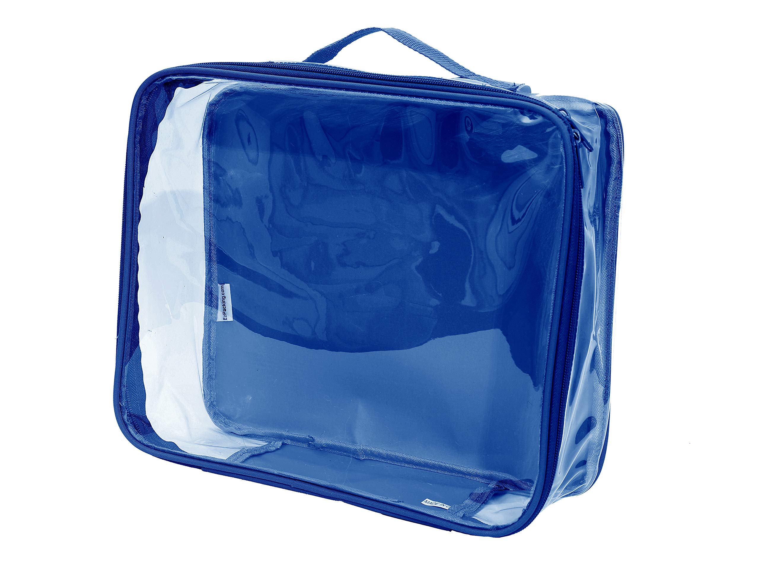 Medium Clear Travel Packing Cube/See-Through Clothes Organizer for Carry on & Checked Suitcase, RV or Camping/Transparent Storage Cell/Doll Storage/Game Day Stadium Approved (Royal Blue)