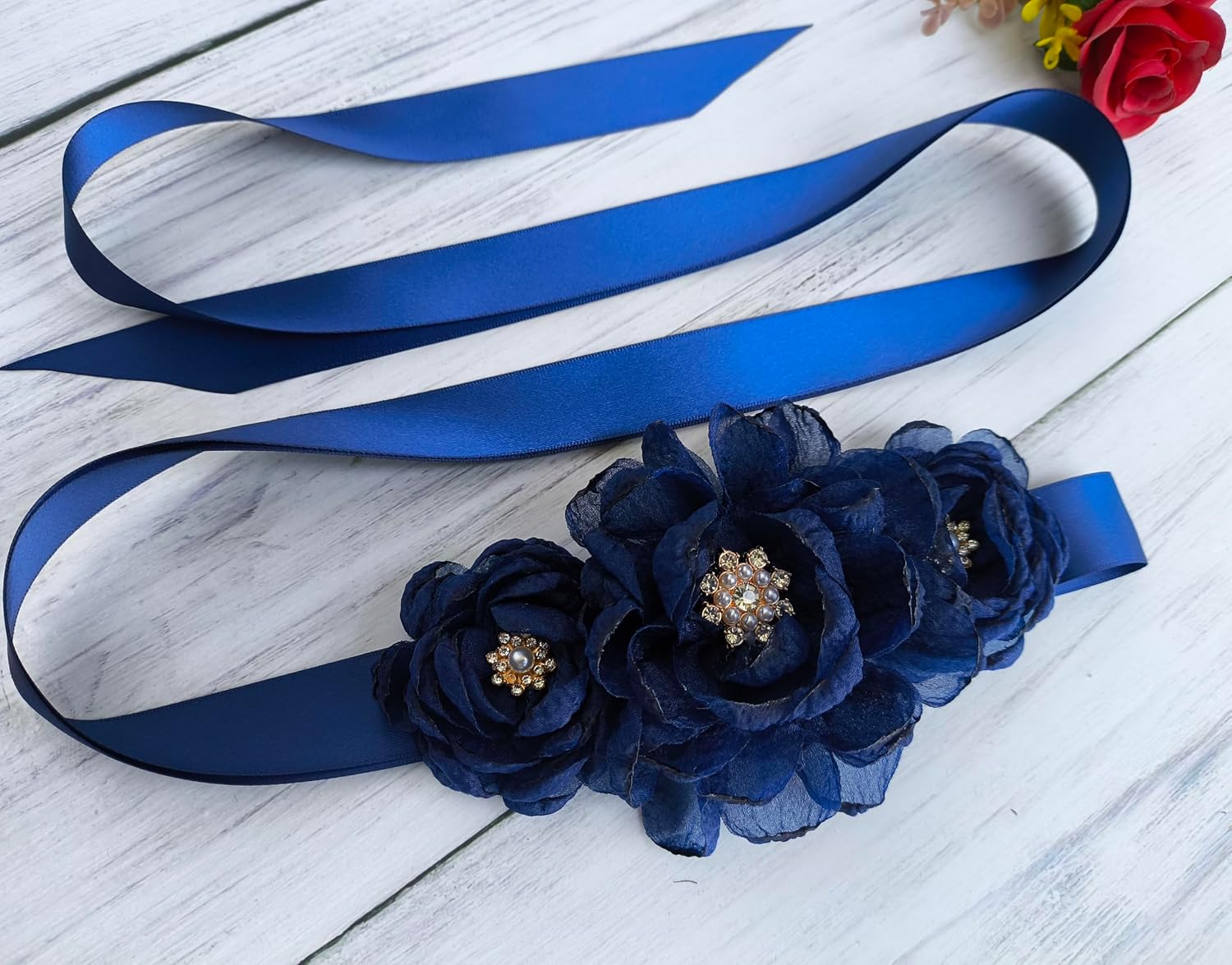 Organza Flower Girl Sash Belt, Organza Floral Sash Belt for Women Wedding Dress