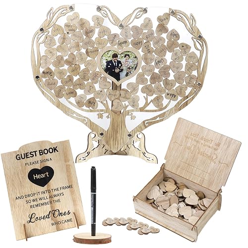 FORBFAN Wedding Guest Book Alternative, Wooden Heart Drop Box Guestbook