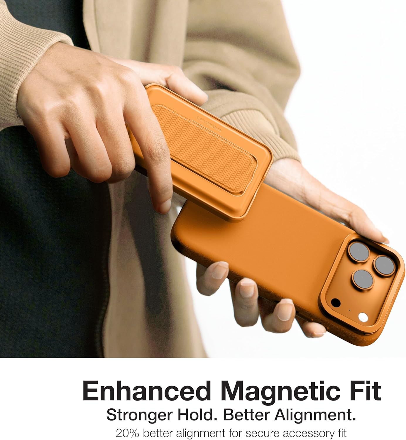 AMAZINGthing for iPhone 17 Pro Max [Glamour AllSkin Case] with Stand, Designed for MagSafe Accessories, 10FT Drop Proof, Magnetic Phone Cover, Premium PU Leather Materials, Orange