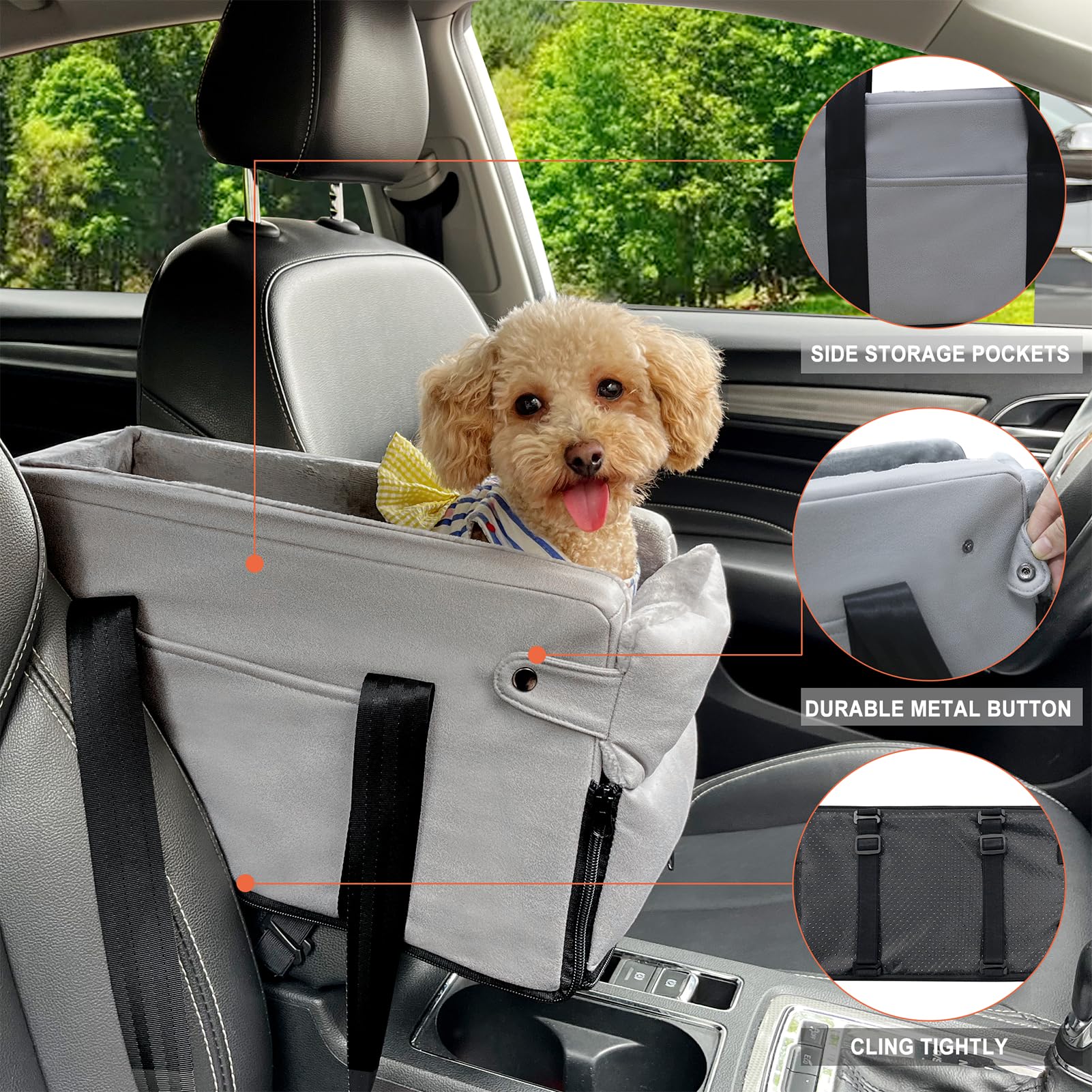 Hundeautositz Warmer und bequemer Welpen-Autositz für die Konsole | Hundeautositze für kleine Hunde, Katzen, Kaninchen, den täglichen Gebrauch im Haushalt, auf Reisen