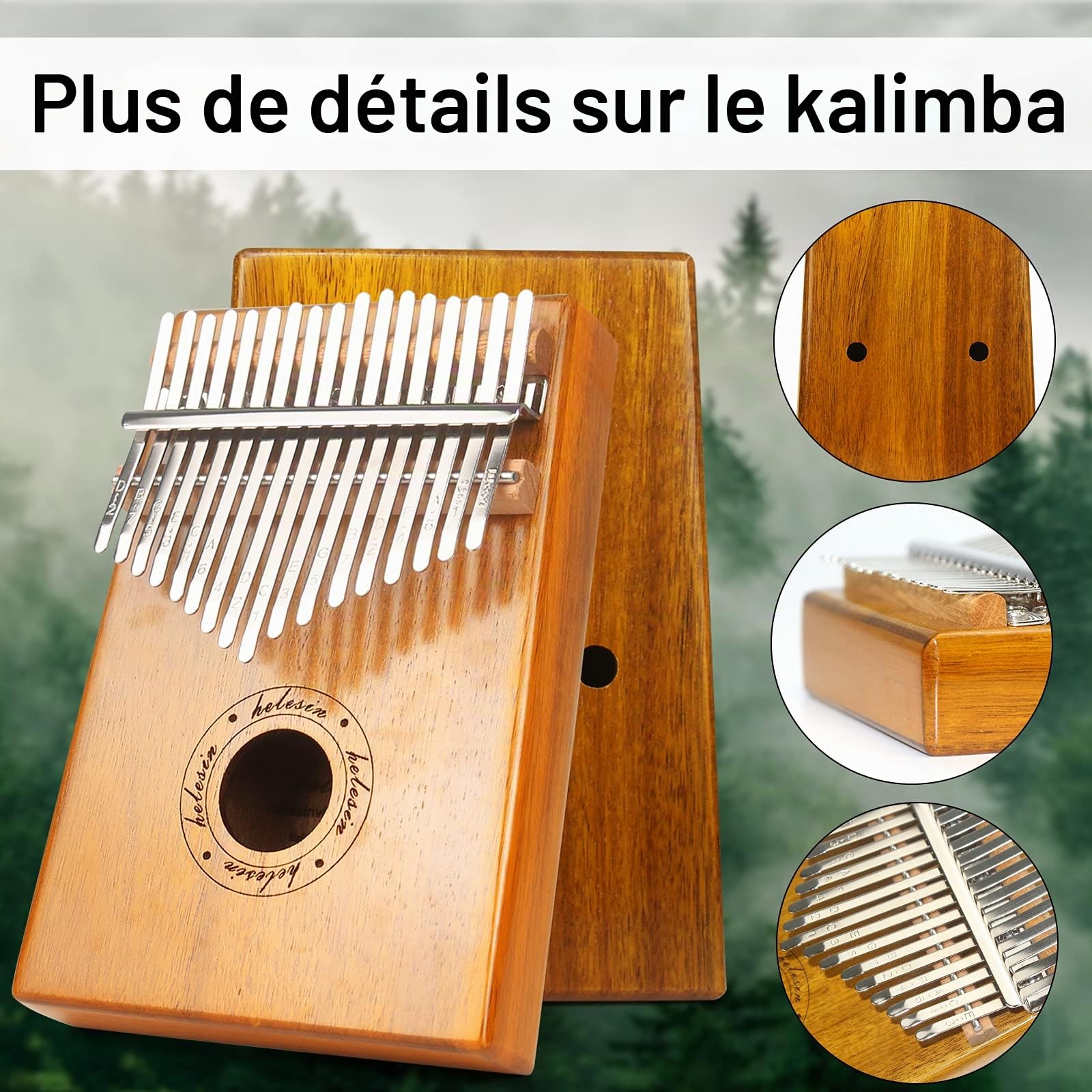 Kalimba 17 Clés, Piano à Pouce Kalimba Thumb Piano Finger Solide Instrument de Kalimb avec outils D'apprentissage, Kalimb Professionnel pour Enfants, Adultes et Amateurs de Musique