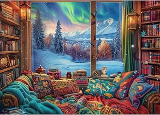 MISITU 1000 Pieces Jigsaw Puzzles for Adults Winter Reading Books Impossible Hard Difficult Challenging Teens Jigsaw Puzzl...