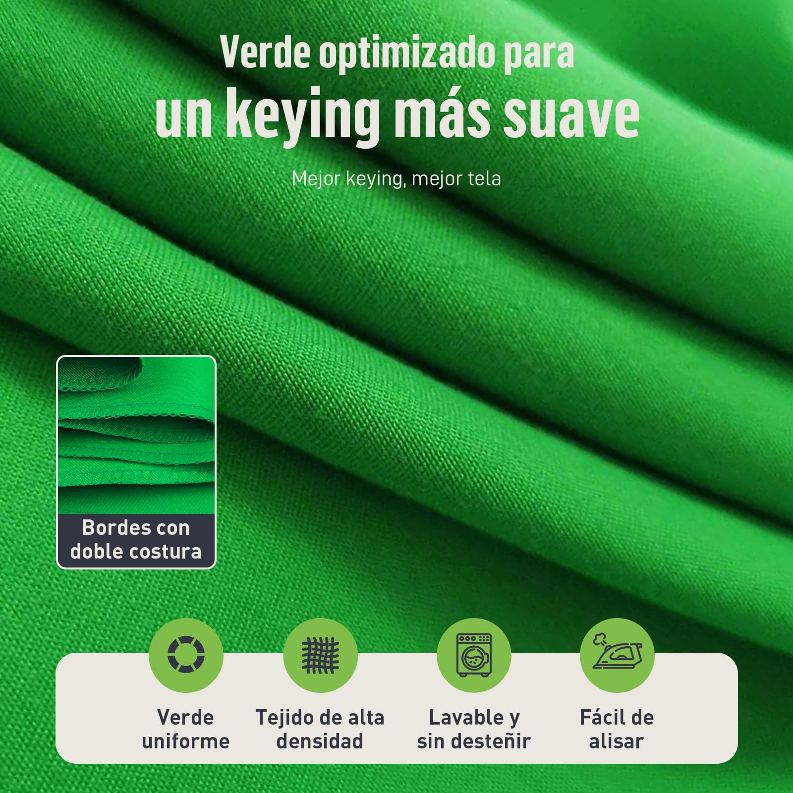 Telón de Fondo de Pantalla Verde con Kit de Soporte para Video, Zoom, 6.5 x 6.5 pies, Kit de Pantalla Verde Chromakey portátil con Soporte para transmisión, Juegos