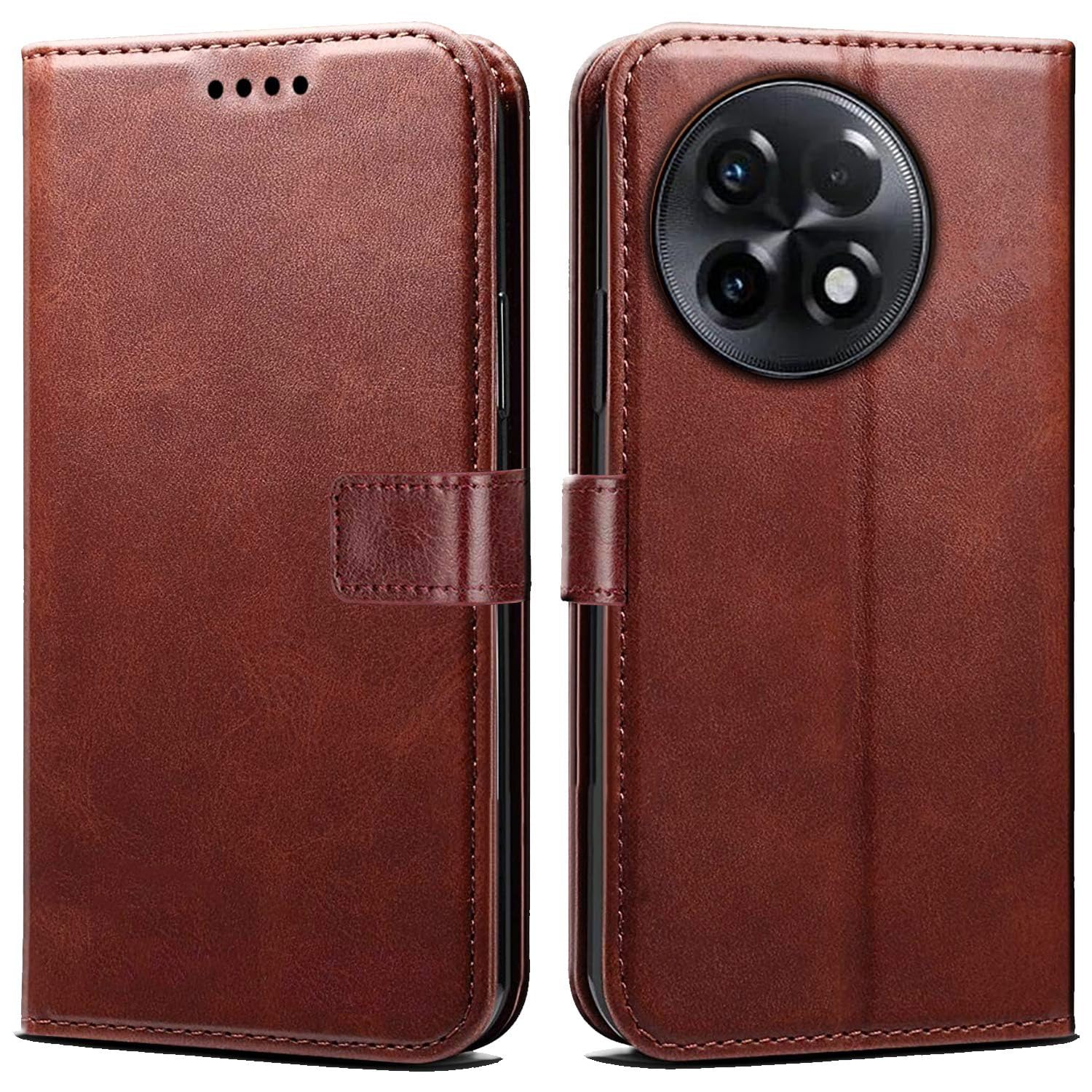 Oncraves Flip Case for OnePlus 11R 5G | Card Slots, Magnetic Closure, Brown-image-1