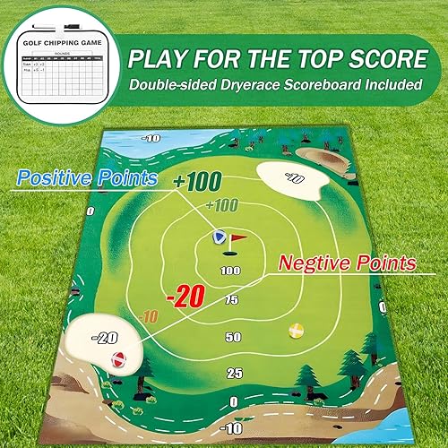 Miniatura 4 de Golf Chipping Game Mat with Scoreboard Sticky Golf Practice Mats Indoor Outdoor Games for Adults and Family Golf Training Aid Equipment Backyard