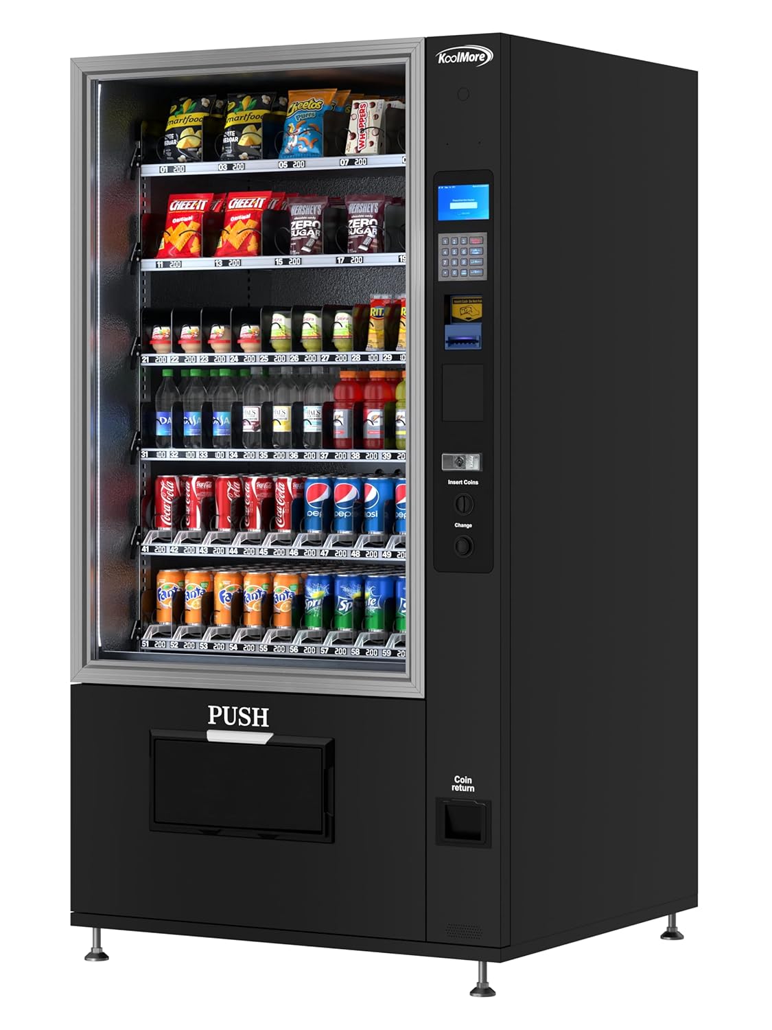 KoolMore Refrigerated Snack Vending Machine with 60 Slots and Coin/Bill Acceptor in Black (KM-VMR-40-BC)