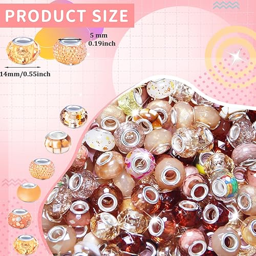 Vista 86 de Cuentas de agujero grande negro europeo para bolígrafos, 100 piezas surtidas de agujeros grandes de hadas, varita de jardín, cuentas espaciadoras