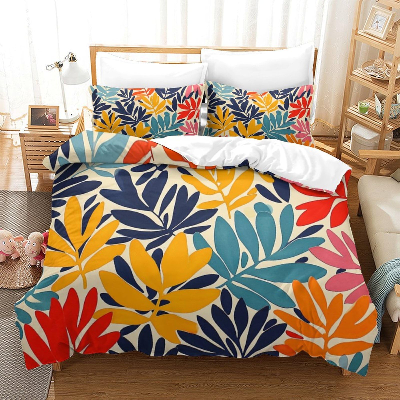 Housse de couette 260x220 anti-glisse en microfibre zippée érable
