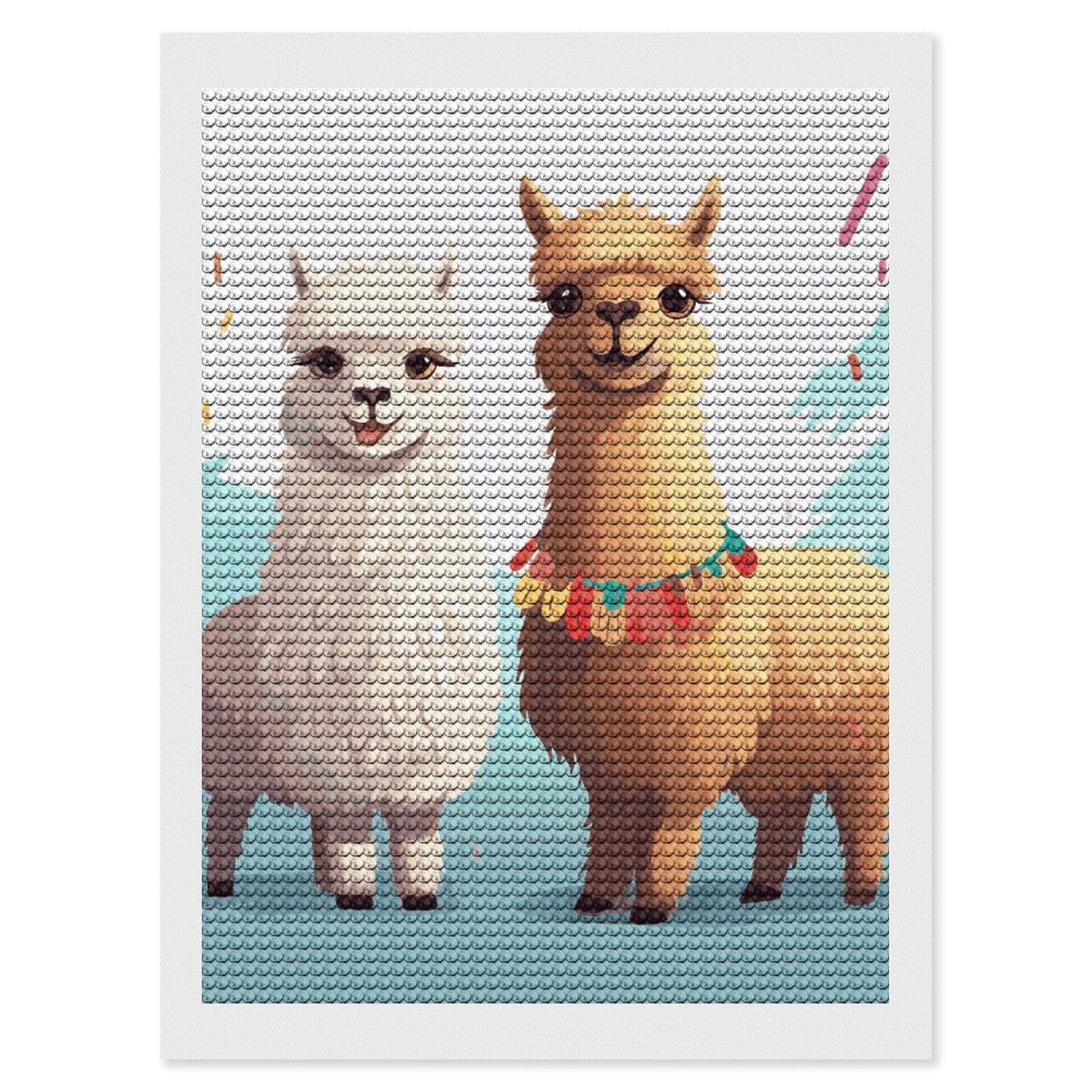 DWVTSLH Llama Alpaca Diamond Painting Kits for Adults, Personalized Diamond Photo Art Full Drill, DIY 5D Diamond Art Painting Kits for Beginners, Home Wall Decor 12"x16"