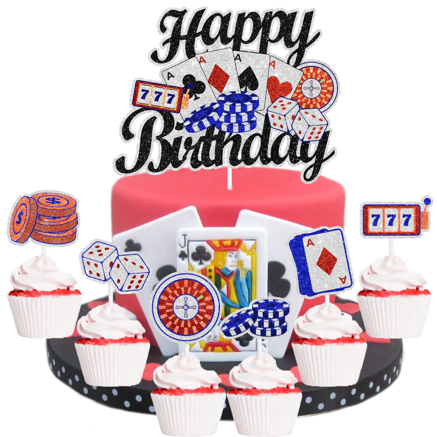 Topper Tarta Casino Decoración Tarta Casino Las Vegas - Temática Póquer,  Cumpleaños, Fiestas Temática Poker Cumpleaños, image size:1500x1500