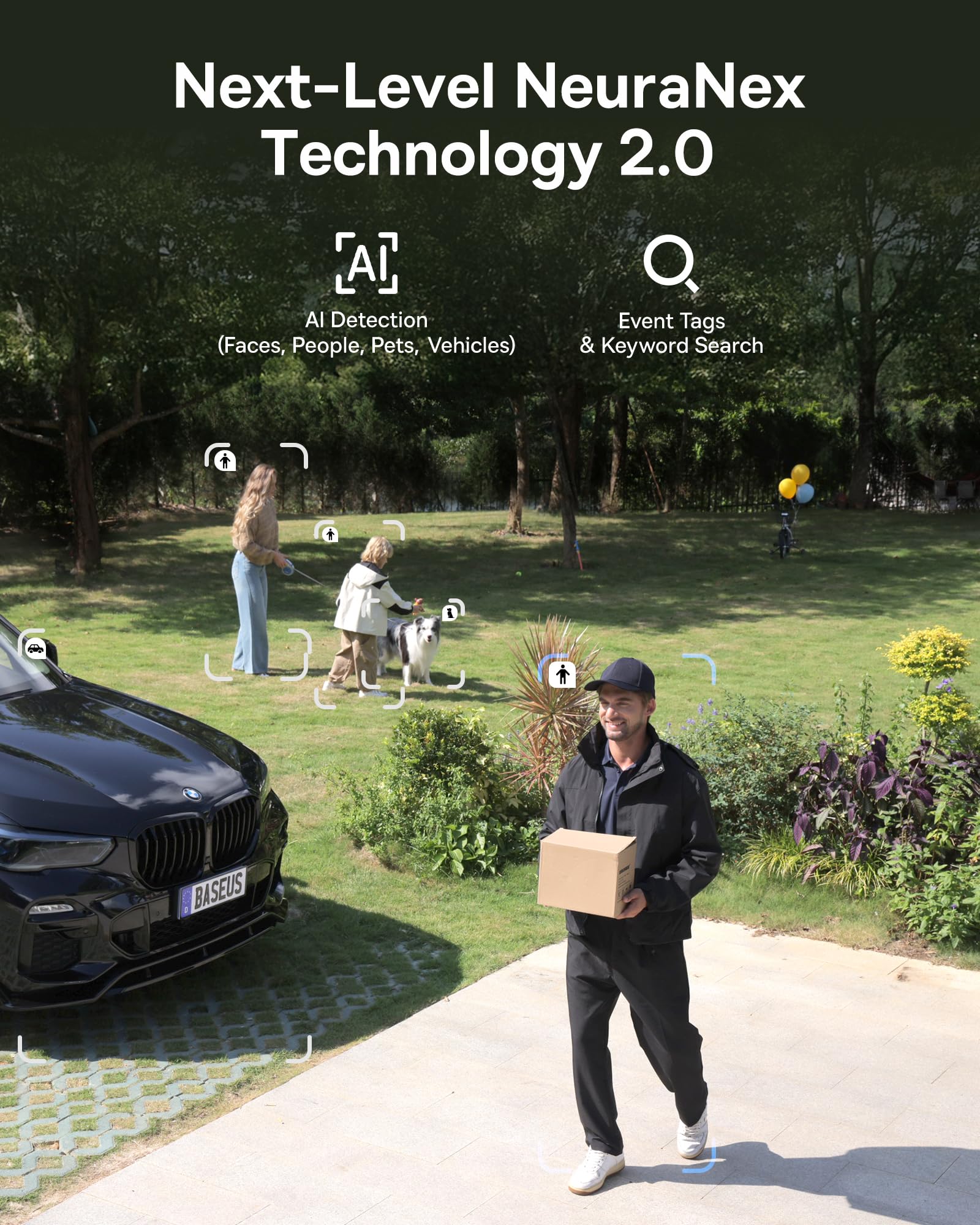 Baseus X1 Pro Dual-Tracking Solar Security Camera Outdoor Wireless, Dual 3K AI Cameras, 300° Pan, Color Night Vision, 8× Zoom, Local Storage up to 512GB, IP65, No Subscription — view 5