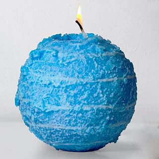 Spiral Candle Unscented, 4h Burn Time, 4.5" Blue Unique Hollow Sphere, Soy, Mineral & Beeswax Decorative Candle for Home Decor, Gift Ready, 10oz