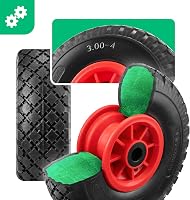 MOOVMOOV Törhetetlén Molnárkocsi Kerék Szett 3.00-4 (260x85mm) - 20mm Furattal - PVC Felnis Tömör Gumi - Rögzítőgyűrűkkel és Zárókupakokkal 5
