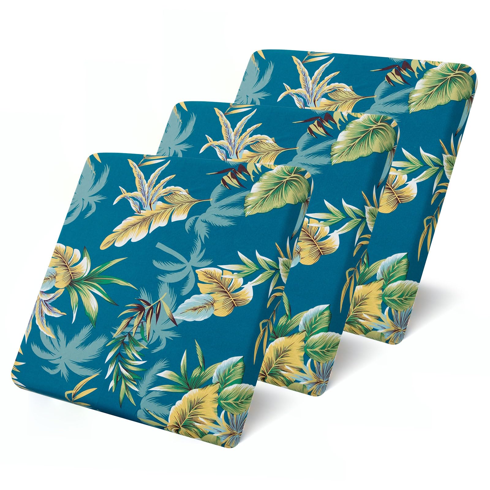 LiveGo Waterproof Patio Chair Cushion Covers,3 Pack Non-Slip Outdoor Seat Cushion Pad Replacement Patio Furniture Cushions Couch Slipcovers Chair Seat Cover for Garden Outdoor (Leaves Blue) — image 1