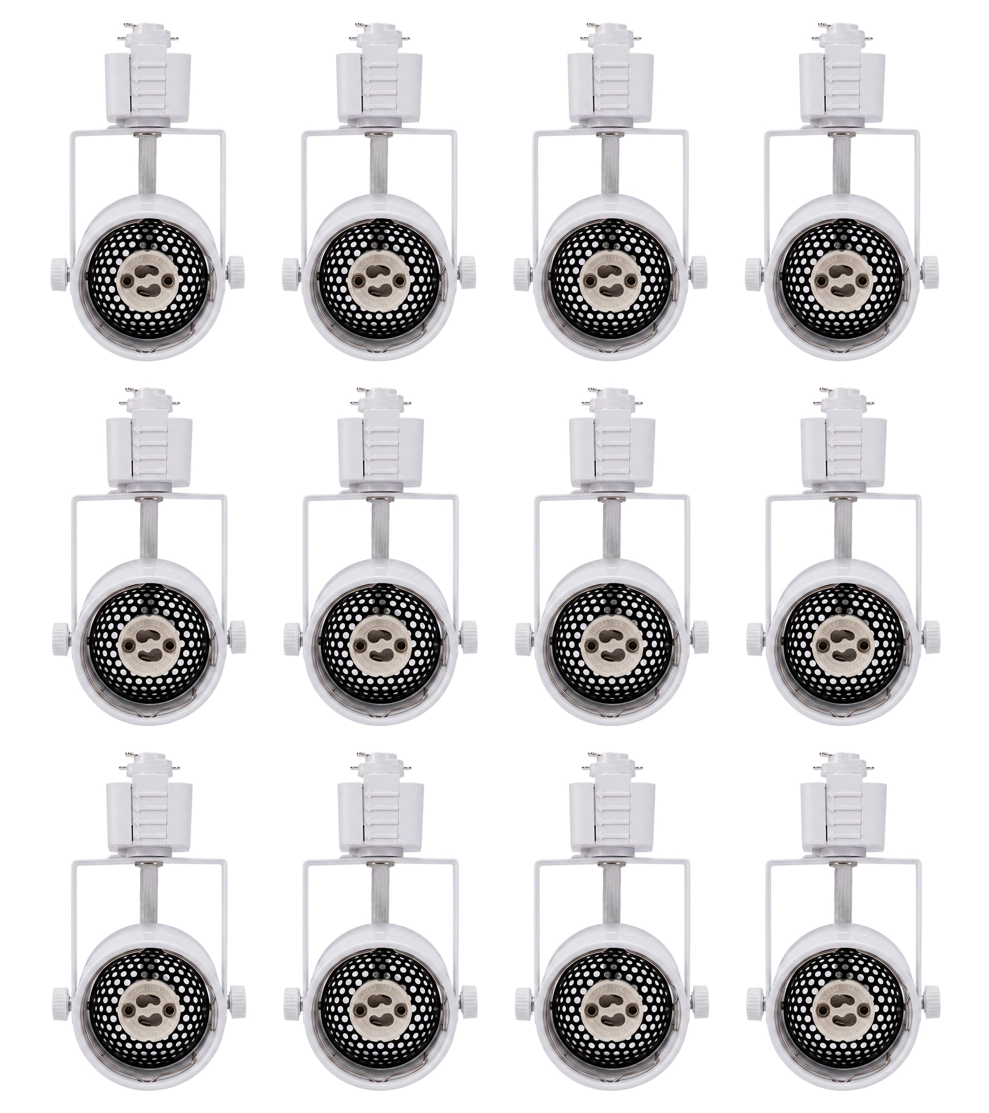 [12 Pack] CLOUDY BAY H Type Track Lighting Heads to Gu10 Base Socket Light Direction Adjustable,Round,White