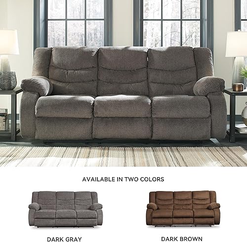 Miniatura 7 de Signature Design by Ashley Tulen - Sofá reclinable manual moderno, con lengüeta, color gris oscuro