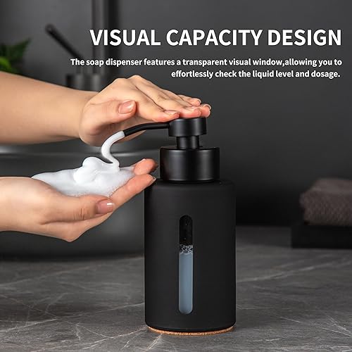 Miniatura 9 de Enra Dispensador de jabón para platos con ventana, dispensador de jabón de cocina Gary de 12 onzas con bomba de mano de acero inoxidable,