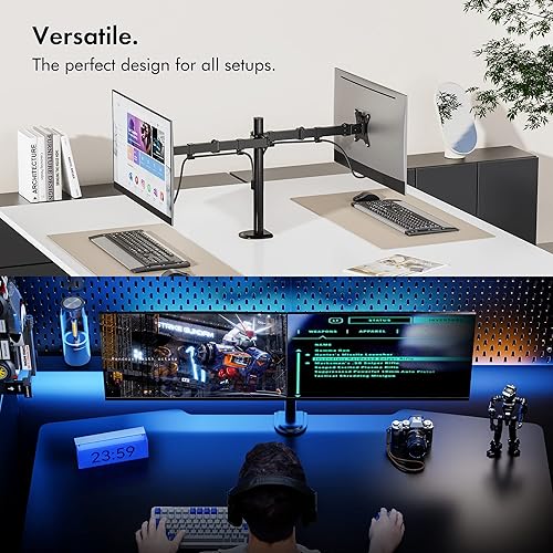 Miniatura 6 de VonHaus Soporte de monitor doble para pantallas de 13-32" - Soporte de escritorio de doble brazo con abrazadera - Inclinación ergonómica de 180,