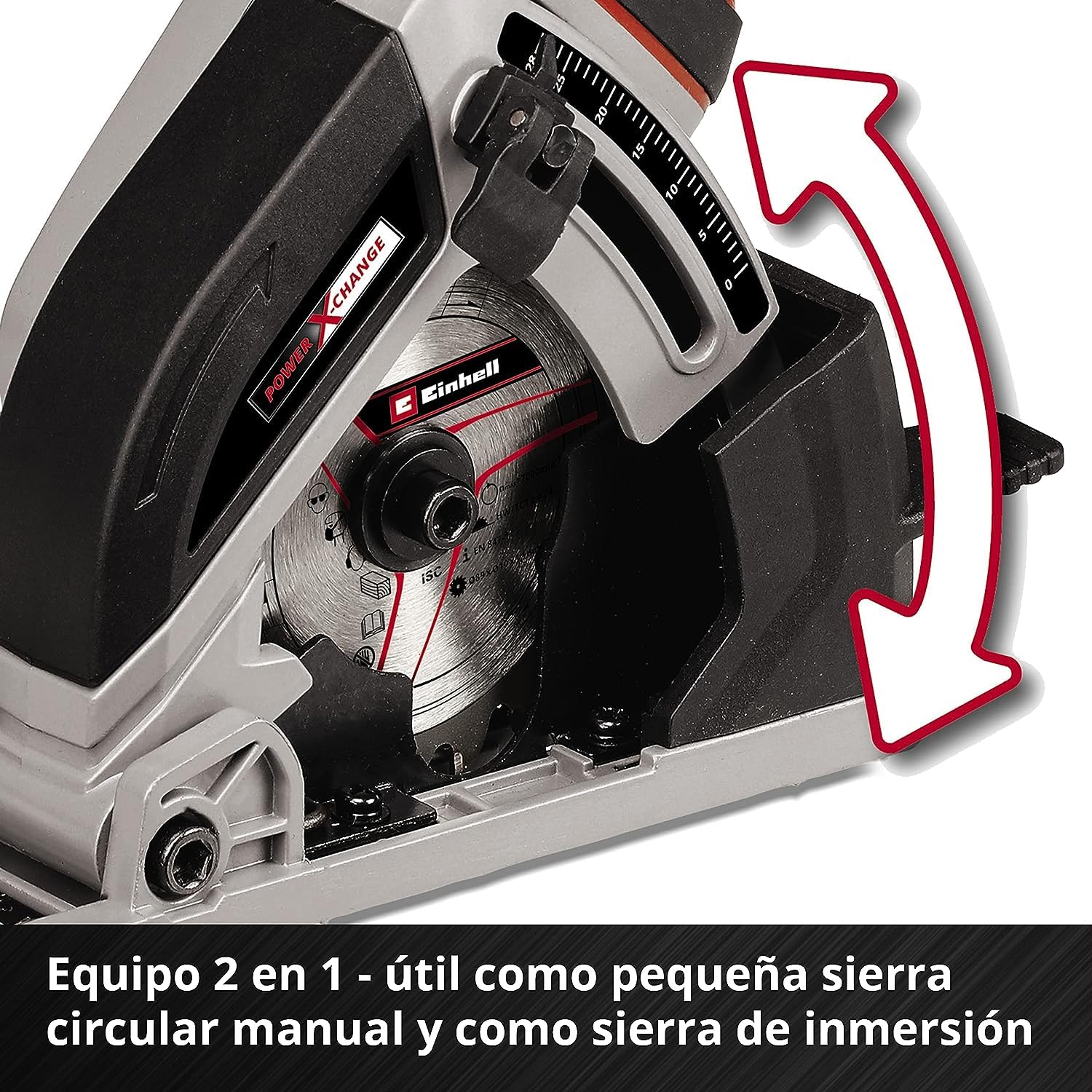 Einhell Minisierra circular manual con batería TE-CS 18/89 Li-Solo Power X-Change (18 V, iones de litio, Ø89 x Ø10 mm hoja, incl. hoja de sierra de metal duro, sin batería ni cargador)