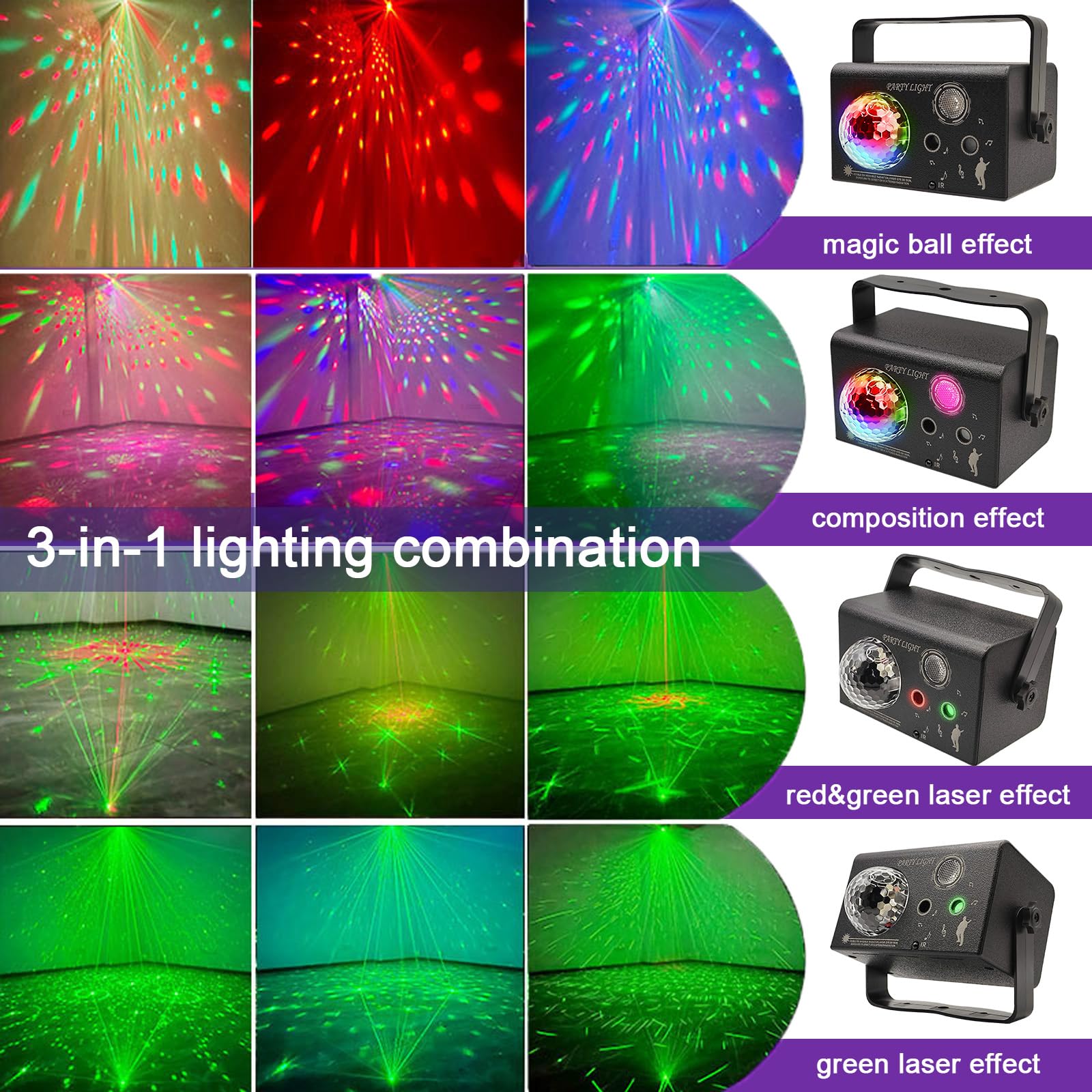 Disco Laser Lights Projector for Party: Sound Activated Dance Floor Light Disco Ball Lamp DJ Lazer Show Music Sync LED Club Strobe for Karaoke Indoor Outdoor Halloween Rave Kids Decorations