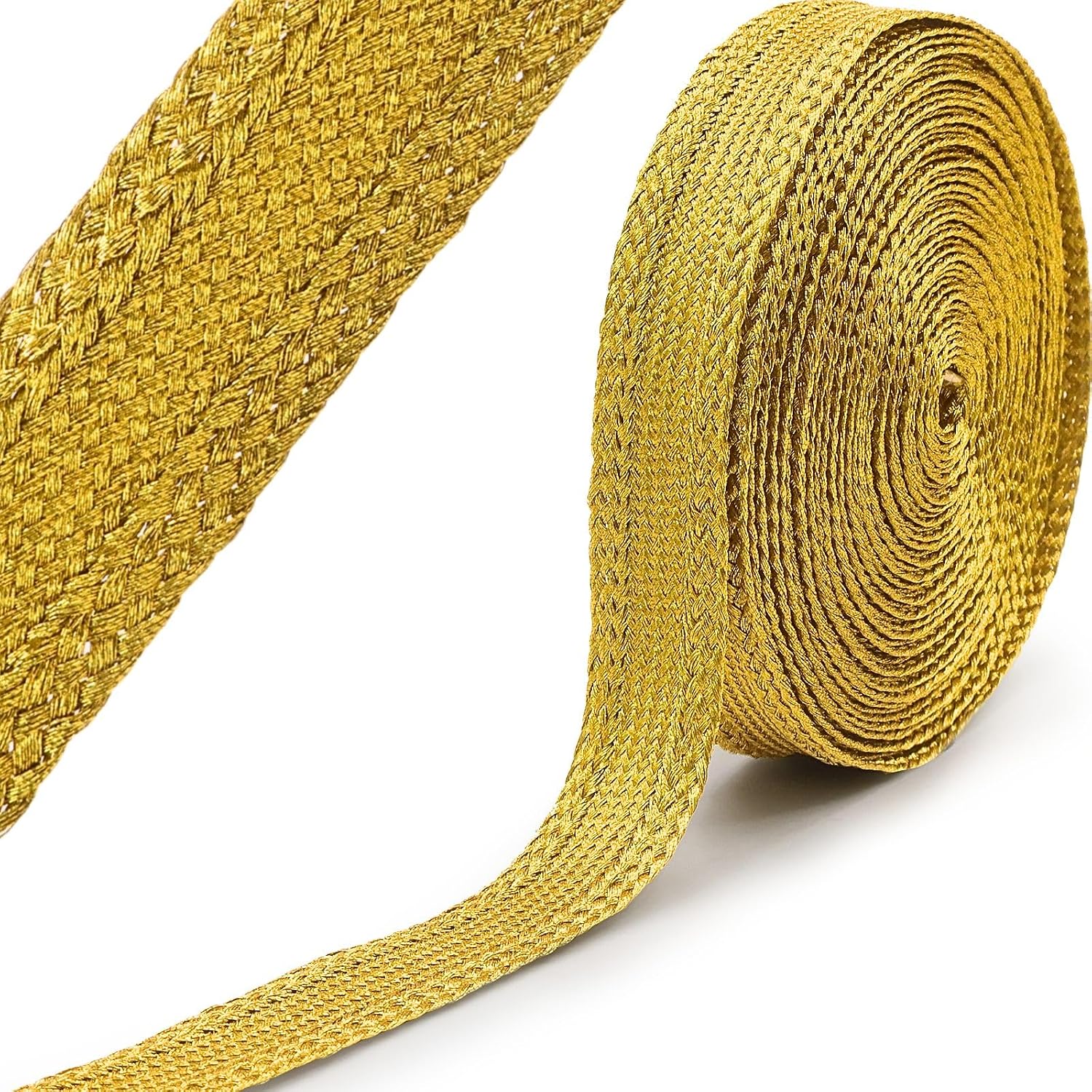 PEARLY JUN 20 Yards 2CM Gold Ribbon Jacquard Ribbon Trim Fabric Trim Embroidered Woven Fabric DIY Sewing Crafting Embellishments Clothing Home Decor Gift Wrapping