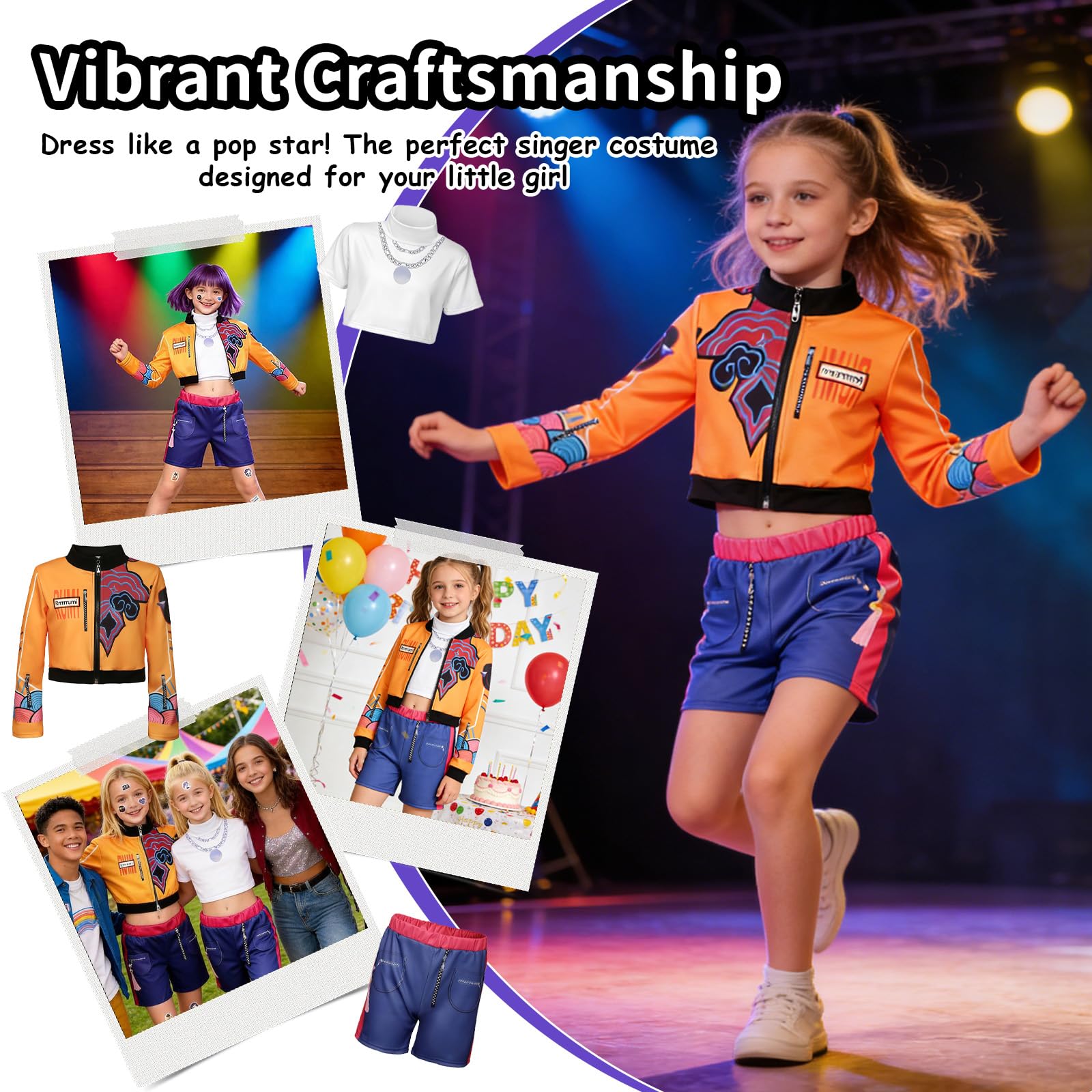 Disfraz para niña, diseño de estrella del pop para niña, disfraz de Ru-mi, juego completo para fiesta temática, disfraz de ídolo para escenarios, carnaval, Halloween — view 7