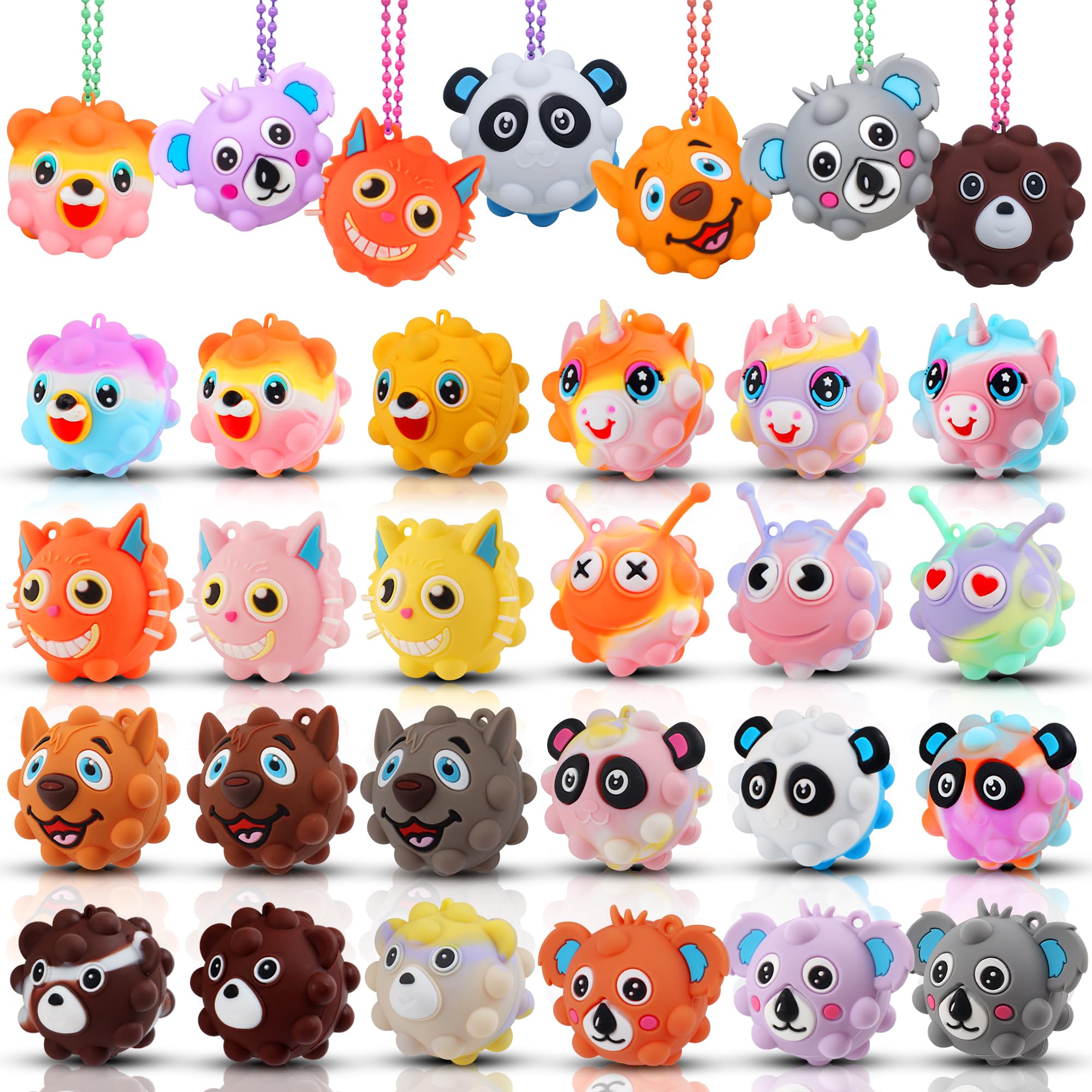 KissFree 24 PACK Animal Pop Balls Party Favors for Kids, 3D Pop Fidget Balls Toys Bulk, Gifts for Boys &amp; Girls, Goodie Bag Stuffers, Pinata Stuffers, Treasure Box Toys, Prizes for Kids