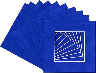 Royal Blue Suede Acid Free 14x14 Square Picture Frame Mat with White Core Bevel Cut for 10x10 Pictures - Fits 14x14 Frame - Pack of 1 Matboard Show Kit With Acid Free Backing & Clear Bag