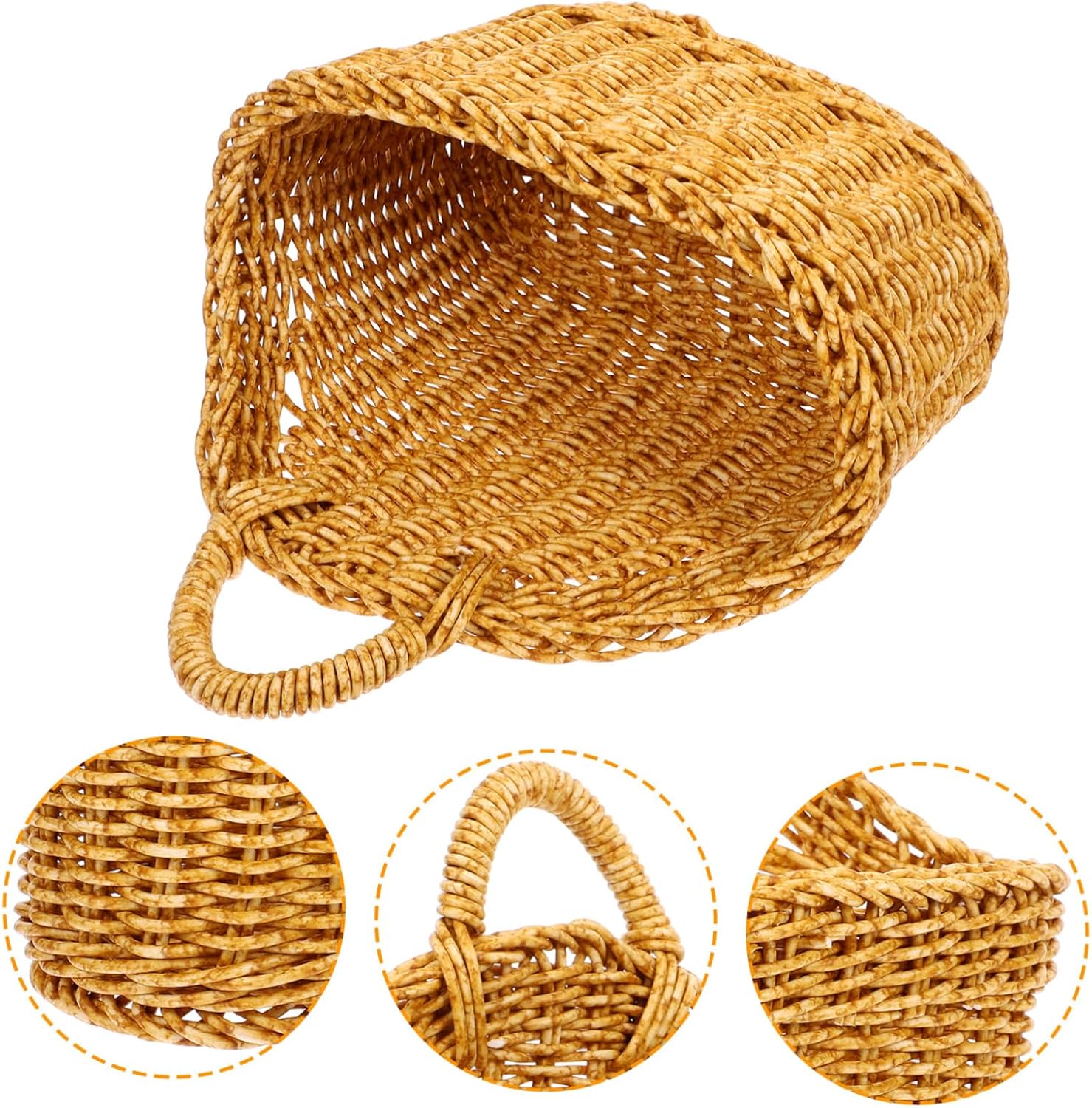 Mobestech 3pcs Hanging Wall Storage Basket for Kitchen and Office Woven Onion Basket for Organizing Fruits and Vegetables Handmade Rattan Wall Mount Organizer for Home and Restaurant