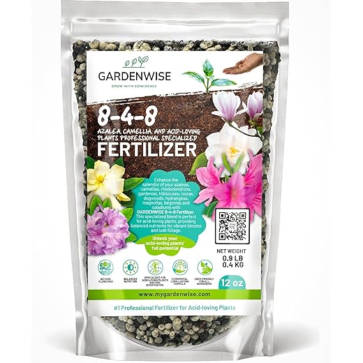 8-4-8 Acidic Fertilizer for Azaleas, Camellias (Camelia), Hydrangeas, Blueberries, Gardenias, Magnolia Trees, Evergreens, and Rhododendrons - Ideal Iron-Rich Plant Food (12 OZ)