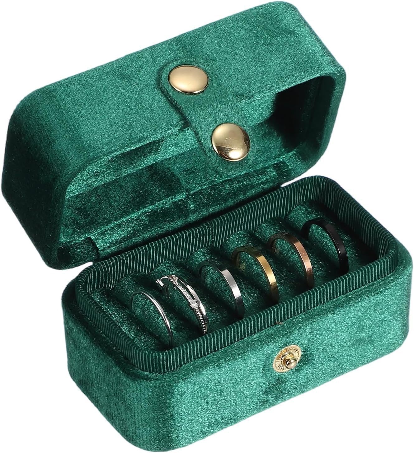 Velvet Small Travel Jewelry Box, Wedding Mini Jewelry Holder for Multiple Rings Necklace Earrings, Portable Jewelry Storage Organizer Case with Removable Ring Slot
