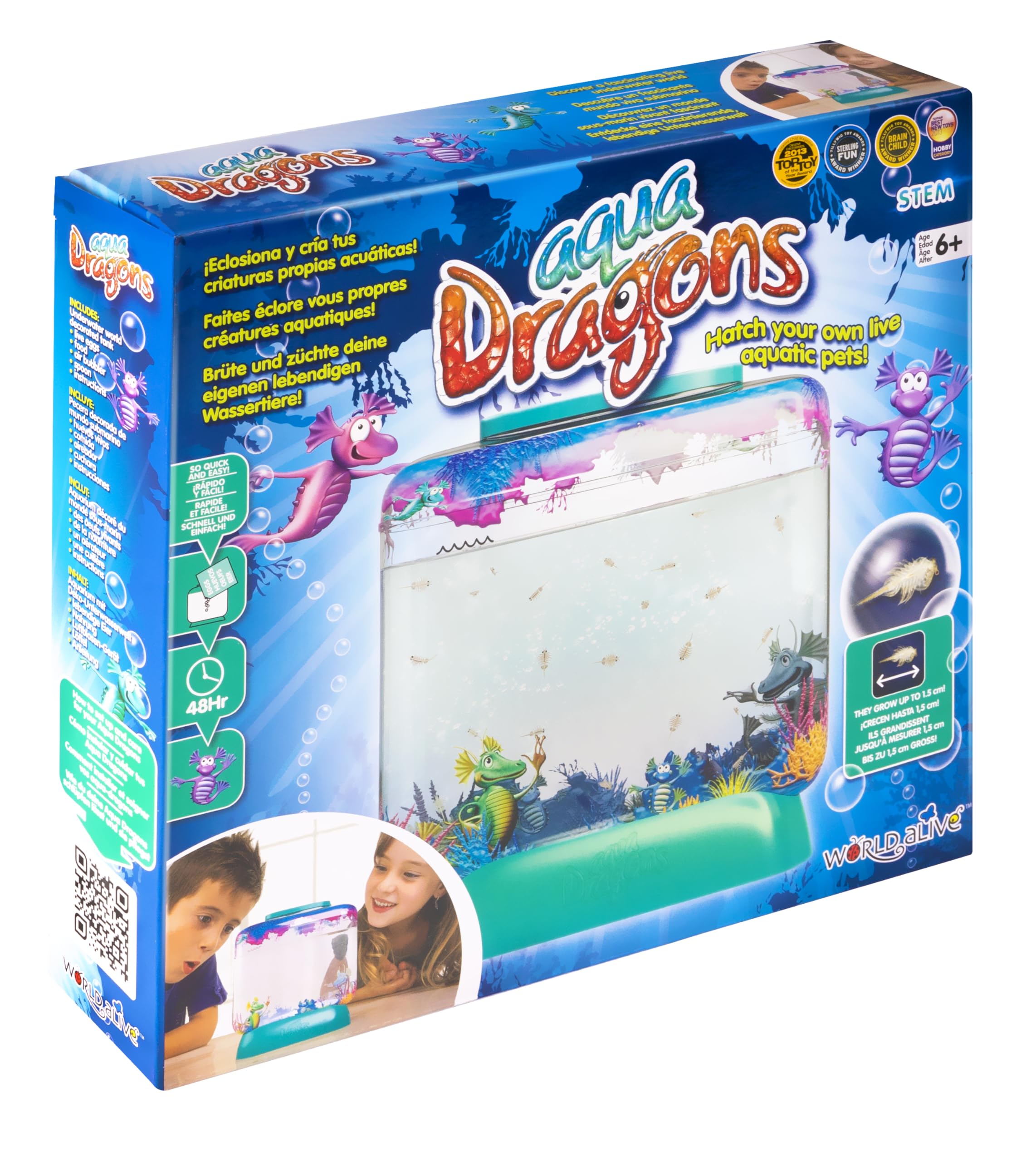 Aqua Dragons Color Changing Deluxe con LED | Giocattolo educativo STEM, set per acquario,animale domestico facile da coltivare per i bambini, Include vasca, cibo, uova, cucchiaio per il cibo e pipetta