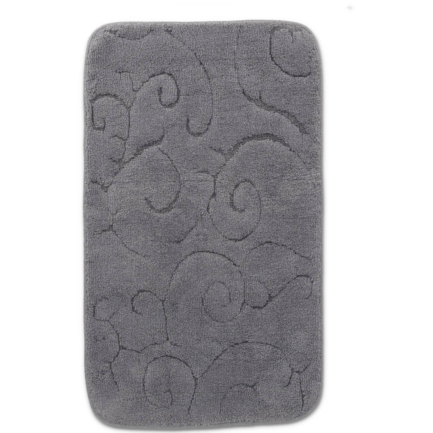 Casatessile Tappeto Bagno Cotone Antiscivolo Provence Assorbente, Soffice, Ecofriendly - Grigio Antracite, 60x100 cm.