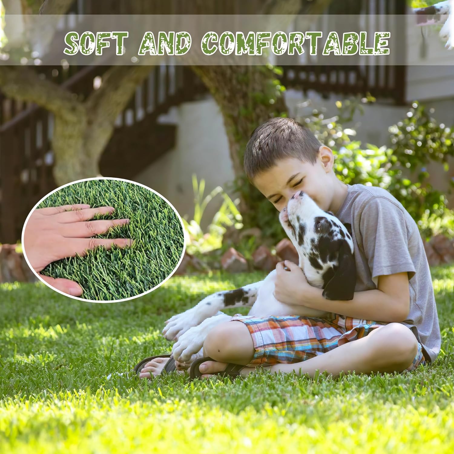 Artificial Grass Turf Lawn-6.5 Feet x 10 Feet, 0.4" Indoor Outdoor Rug Synthetic Grass Mat Fake Grass