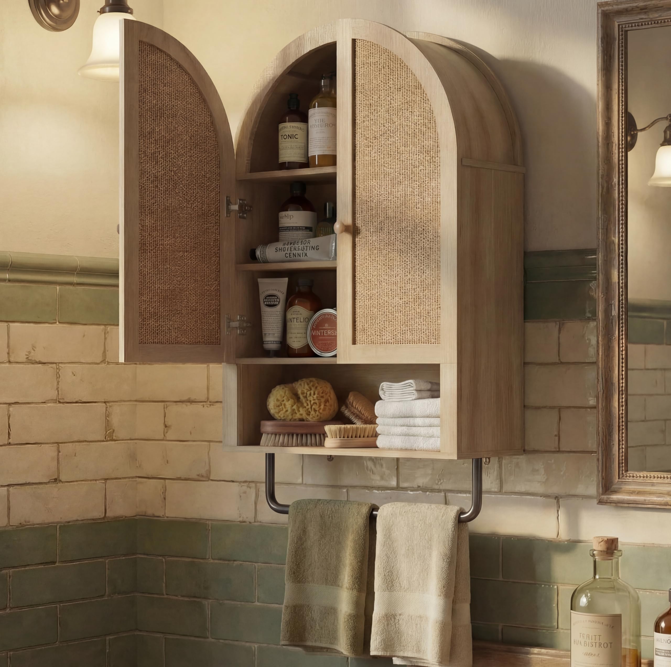 BONITURE Bathroom Wall Cabinet, Modern Medicine Cabinet with with Adjustable Wood Shelf, Large Storage Cabinet for Bathroom, Livingroom, Kitchen,