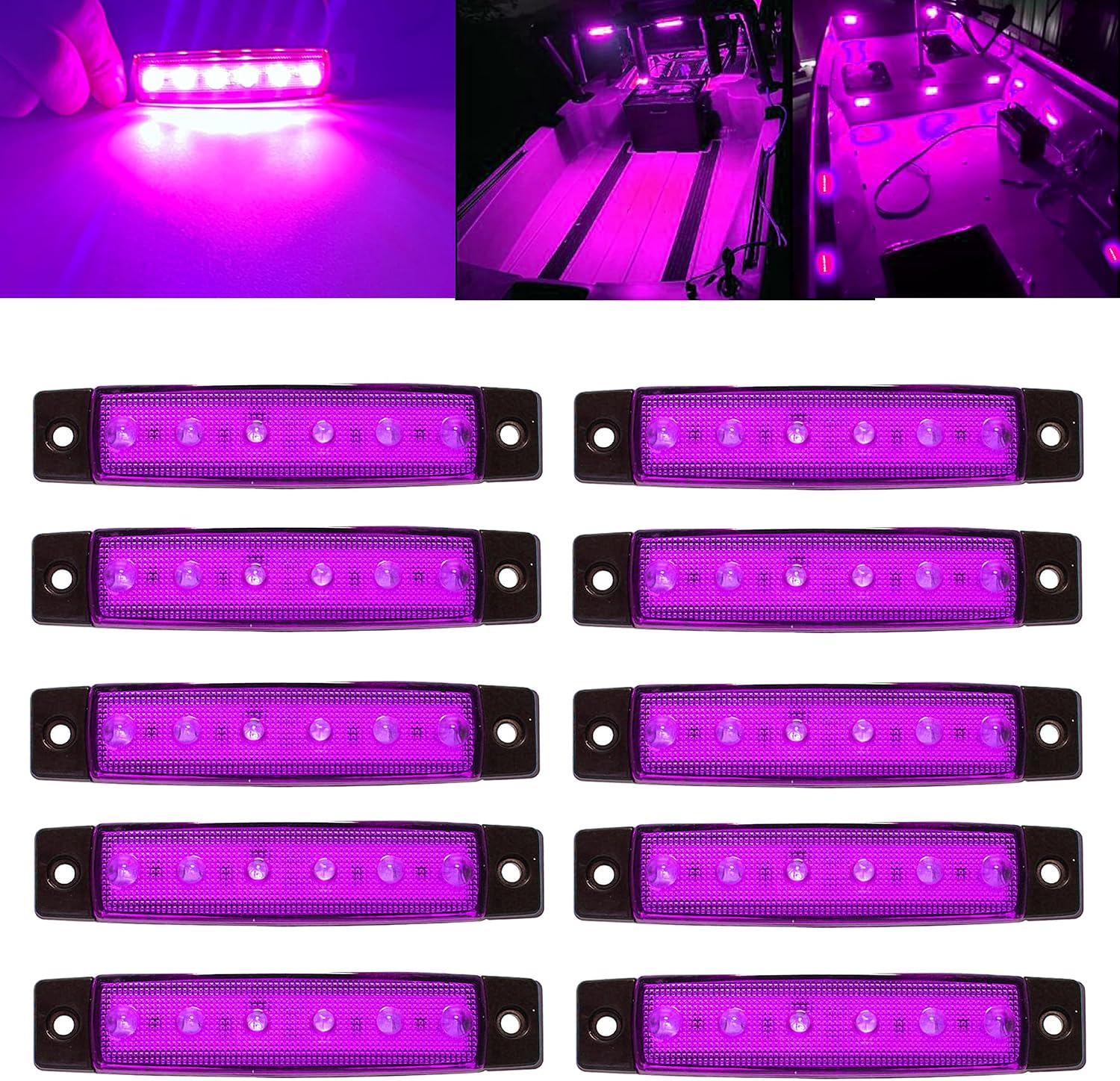 Purple Boat Interior Lights 12V Marine Boat Lights Waterproof Boat Navigation Lights for Deck Courtesy Transom Cockpit Bow and Stern,Kayak Yacht Fishing Pontoon Sailboat,10Pcs